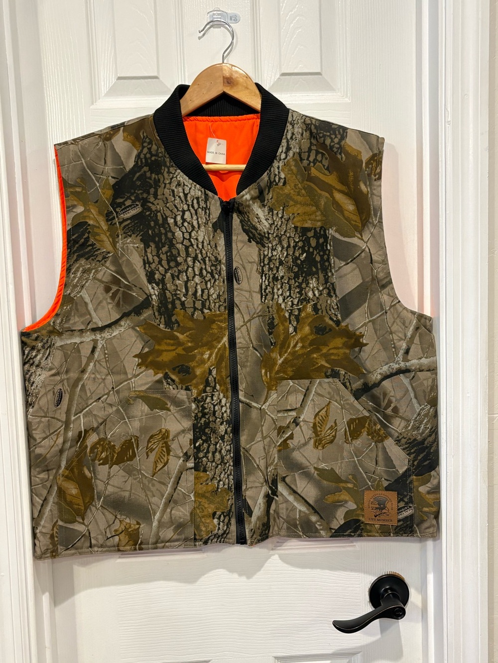 Men's Camo Reversible Hunting Vest - Orange/Olive